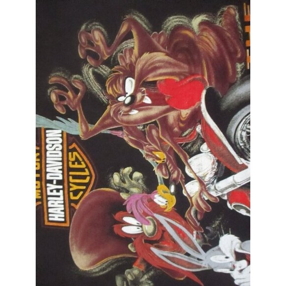 Vintage Men's T-shirt Large Single Stitch Looney Toons 1997 Sturgis Biker Rally - Picture 5 of 14